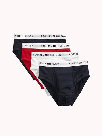 Férfi Tommy Hilfiger Pamut classics brief 4pk Briefs Piros Sötétkék Fehér | HU 1320ZUT